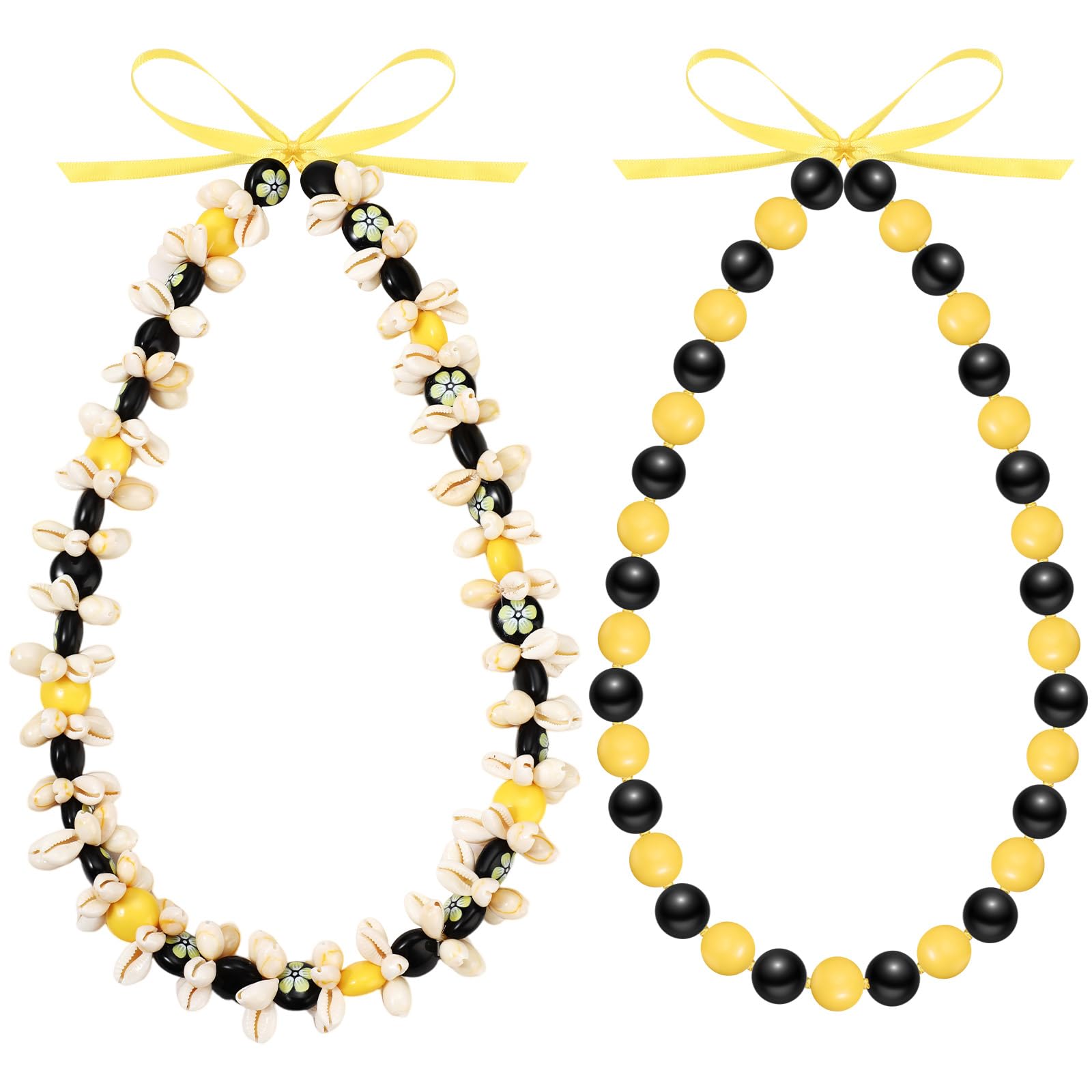 Bucherry 2 Pcs Hawaiian Leis Kukui Nut Beads Necklaces Handmade Kukui Nuts Hawaiian Necklace Graduation Gift Tiki Luau Party