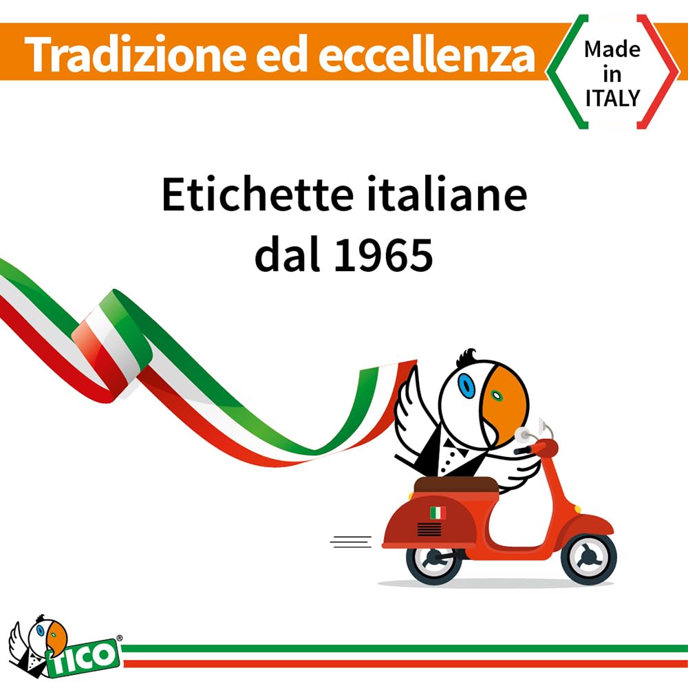 Tico Italia GL4-3619 Etichette adesive carta oro, 100 fogli A4, ovali 36x19mm, 65 etichette per foglio, adesivo permanente, stampanti laser, tipografiche e serigrafiche