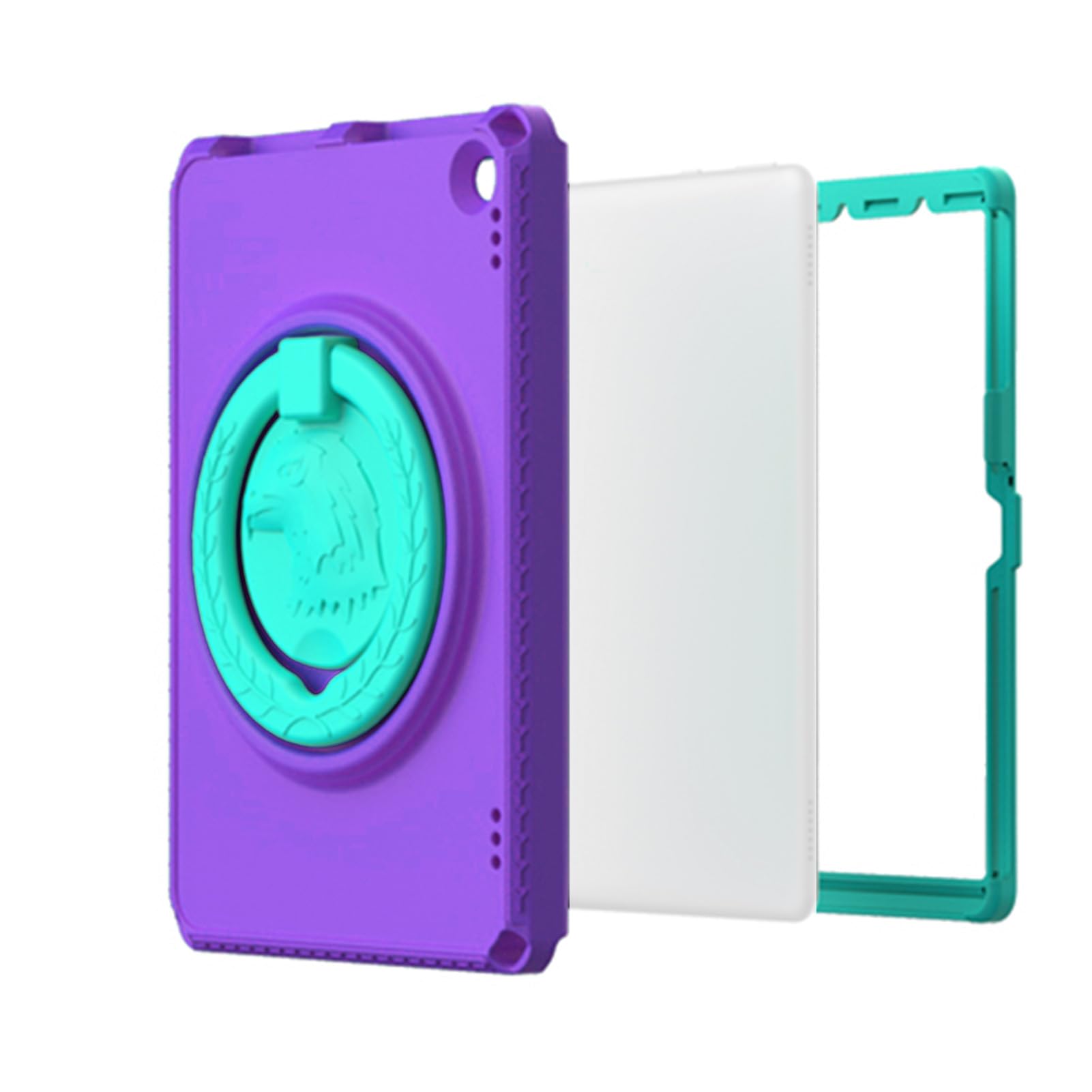 Cosiki Custodia Tablet per Bambini per HD 10 2023 2021, Copertura Rigida con Supporto in EVA con Cavalletto e Maniglia Ruotabili, Protezione Schermo Integrata (viola chiaro)