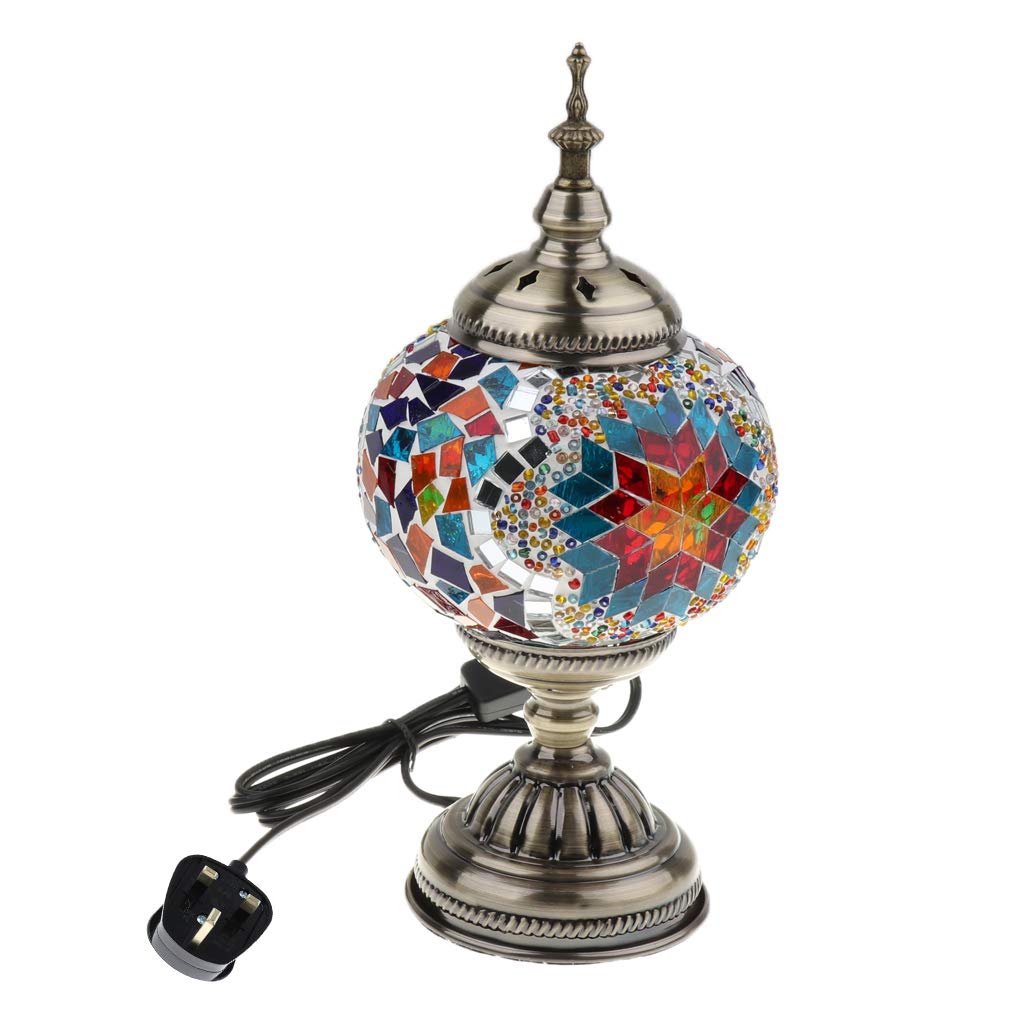 FLAMEER E27 Mosaic Table Lamp, Lamp Shade, Turkish Lamp, Moroccan Lamp for Bedroom Living Room Kids Room Decor UK Plug (No Light Source) Type 3