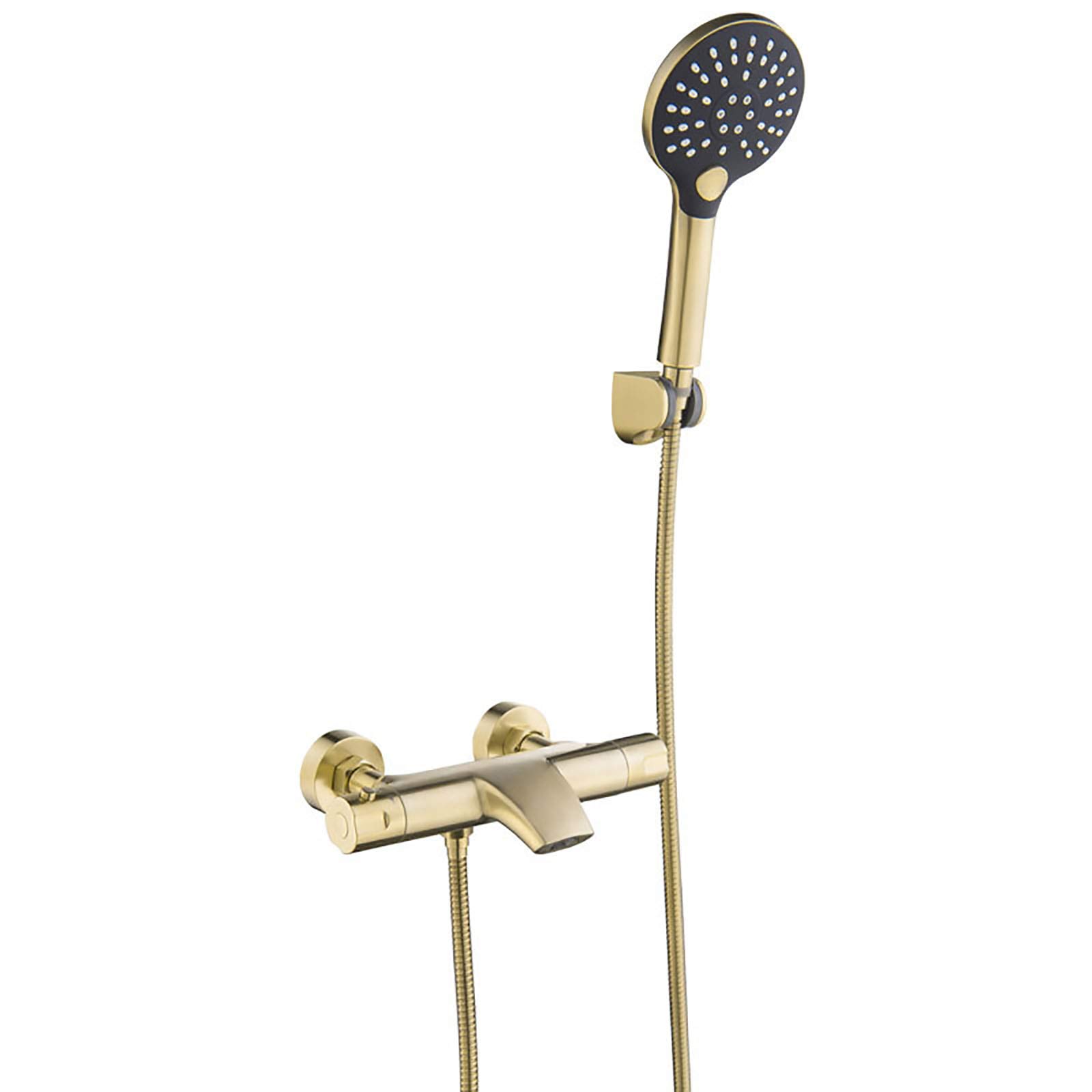Bateria Termostatyczna Do Wanny Z Prysznicem Ręcznym, Mosiężna Bateria Mieszająca Do Montażu Na Ścianie, System Prysznicowy, Nowoczesny Zestaw Baterii Do Wanny I Nat