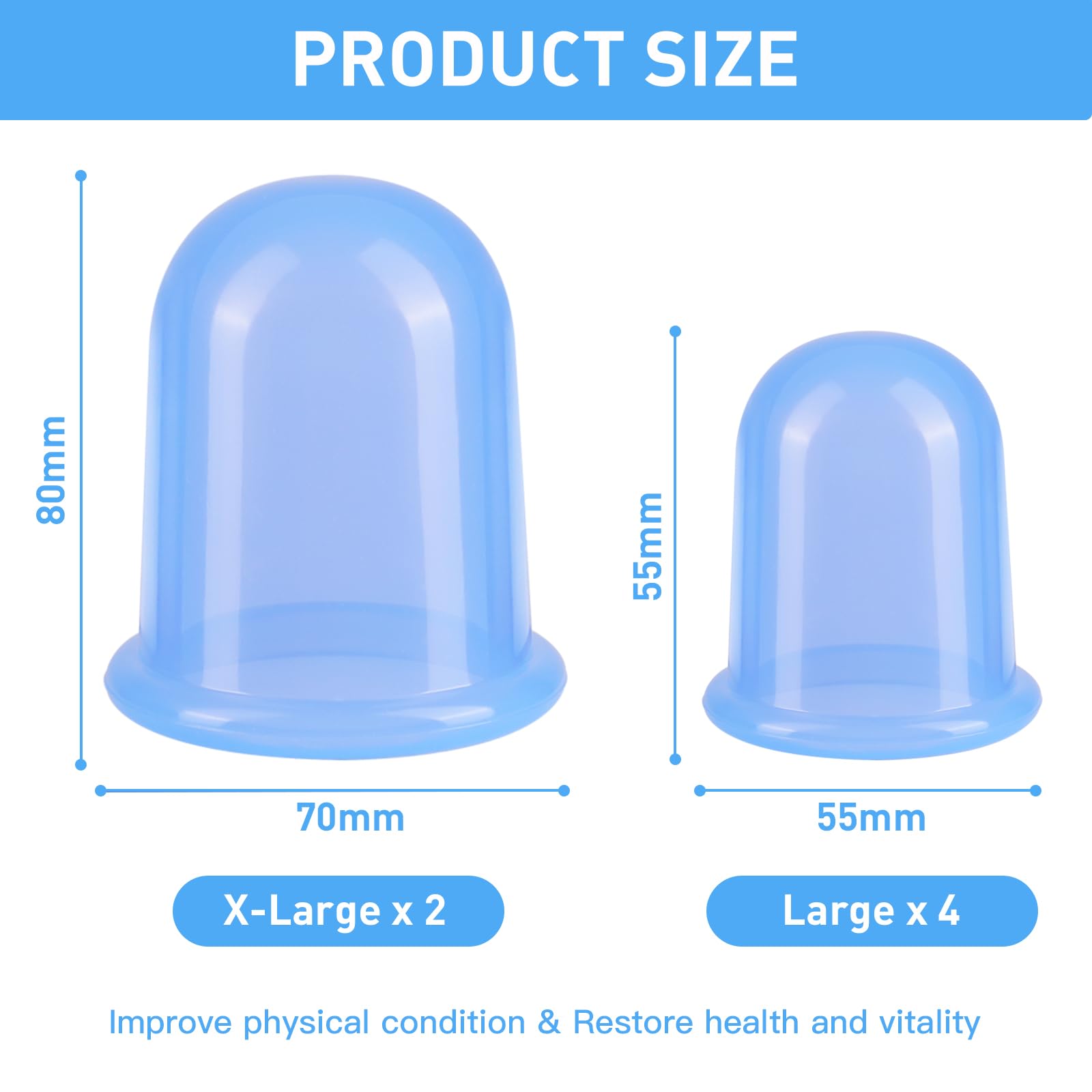 Set di coppettazione in silicone – Kit di coppettazione per terapia di massaggio – Set per la rimozione della cellulite – Massaggiatore a tazza anticellulite, ventose per massaggio a vuoto