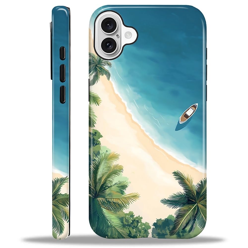 Yesad Case for iPhone 16, Hybrid 2-Layer Case, Shockproof Military-Grade Protection Durable Anti-Scratch Phone Case for Woman Man Boy Girl, Summer