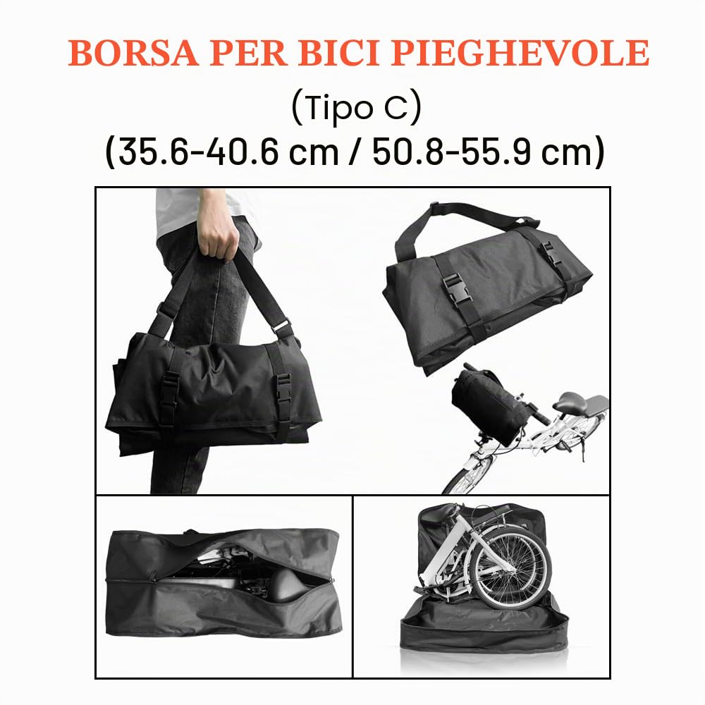 Kavolet Borsa da trasporto per bicicletta,impermeabile, 87 x 80 cm per biciclette pieghevoli da 20-22 pollici,Borsa da Viaggio Pieghevole Leggera e Resistente per Auto Treno Aereo,Tessuto Oxford, nero