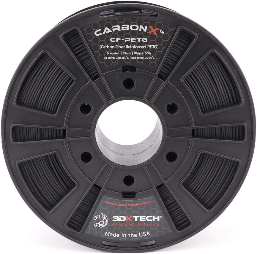 3DX Carbon Fiber Reinforced PETG Filament 500g (1.75mm) - Black - 0.5kg - 1.1023lbs