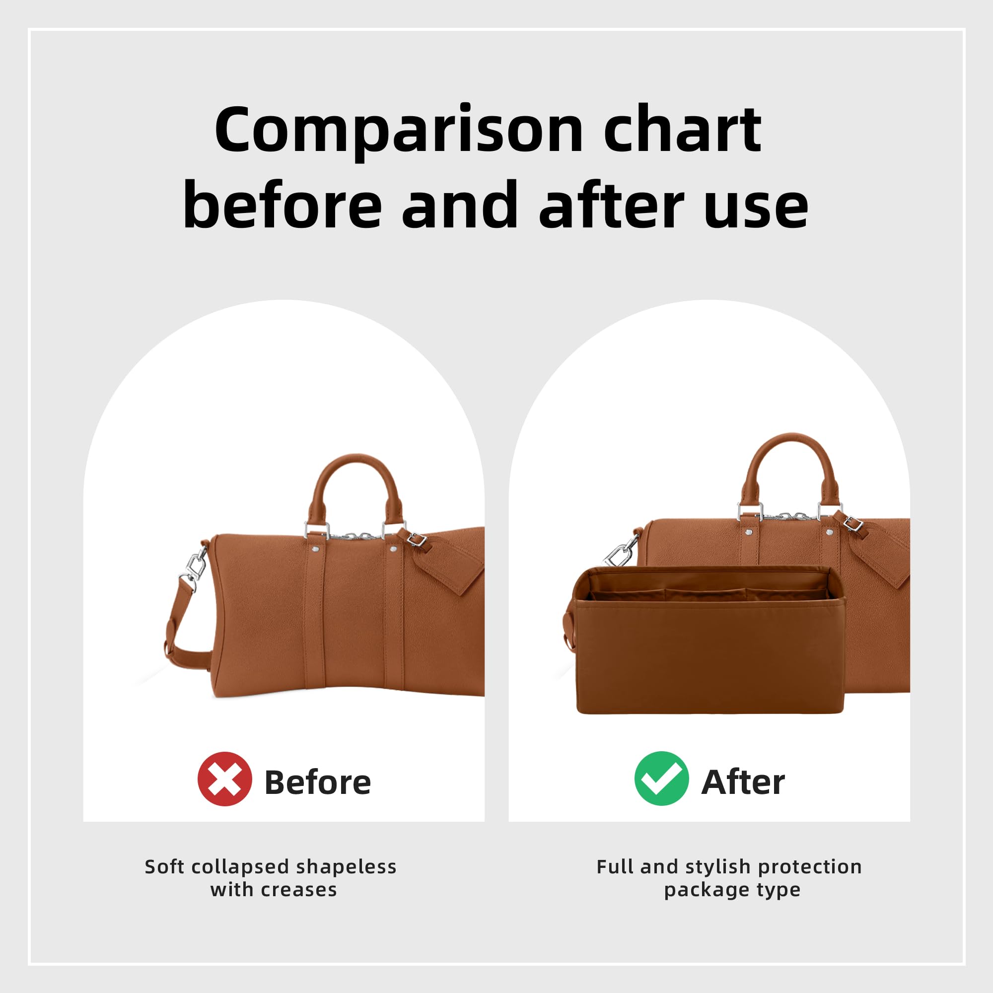 Organiseur pour sac Longchamp, sac à main Longchamp L, organiseur de sac à main en feutre multi