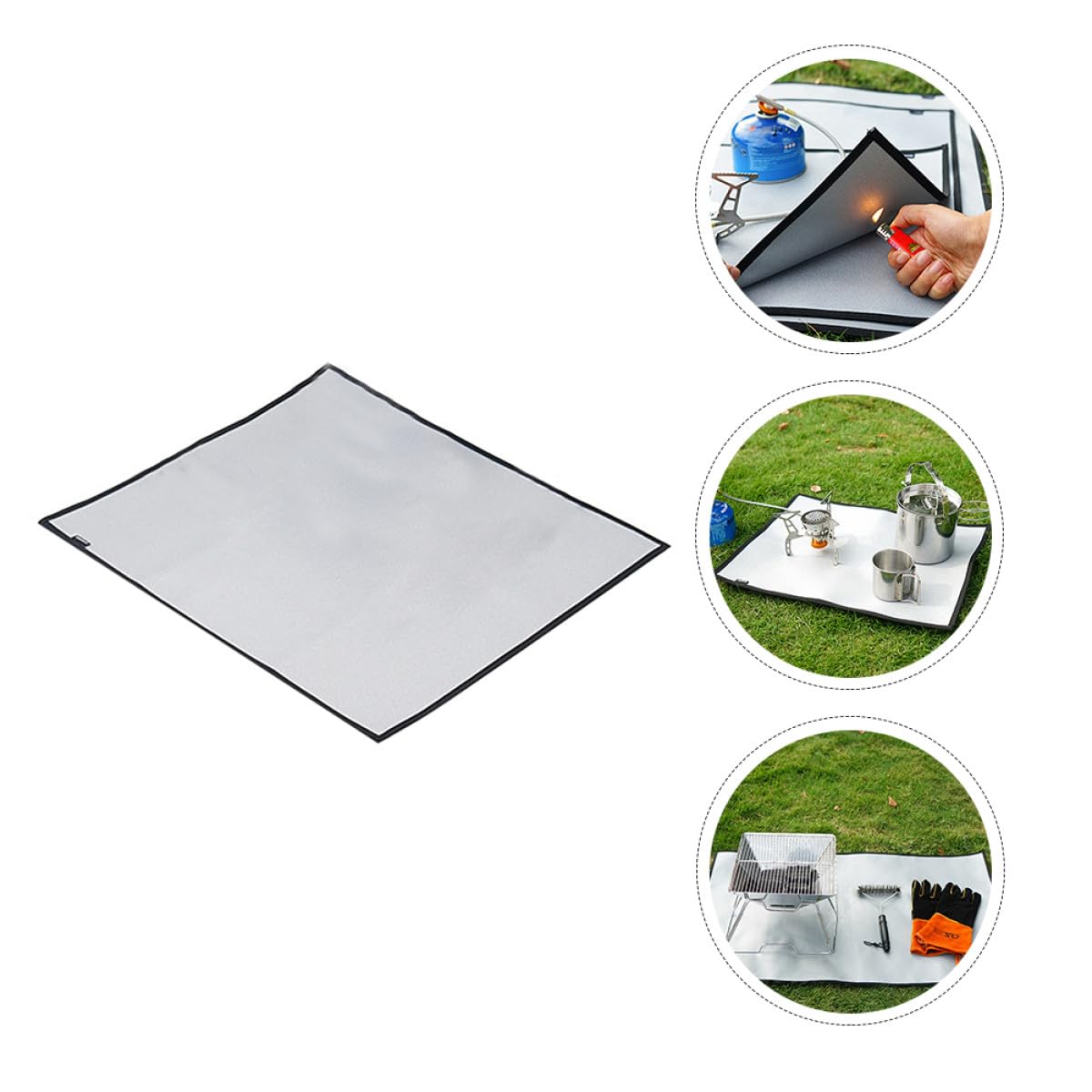 Manta ignífuga resistente al calor, 105 x 60 cm, alfombrilla aislante para barbacoa y almohadilla de cocina al aire libre con revestimiento de sílice de fibra de vidrio
