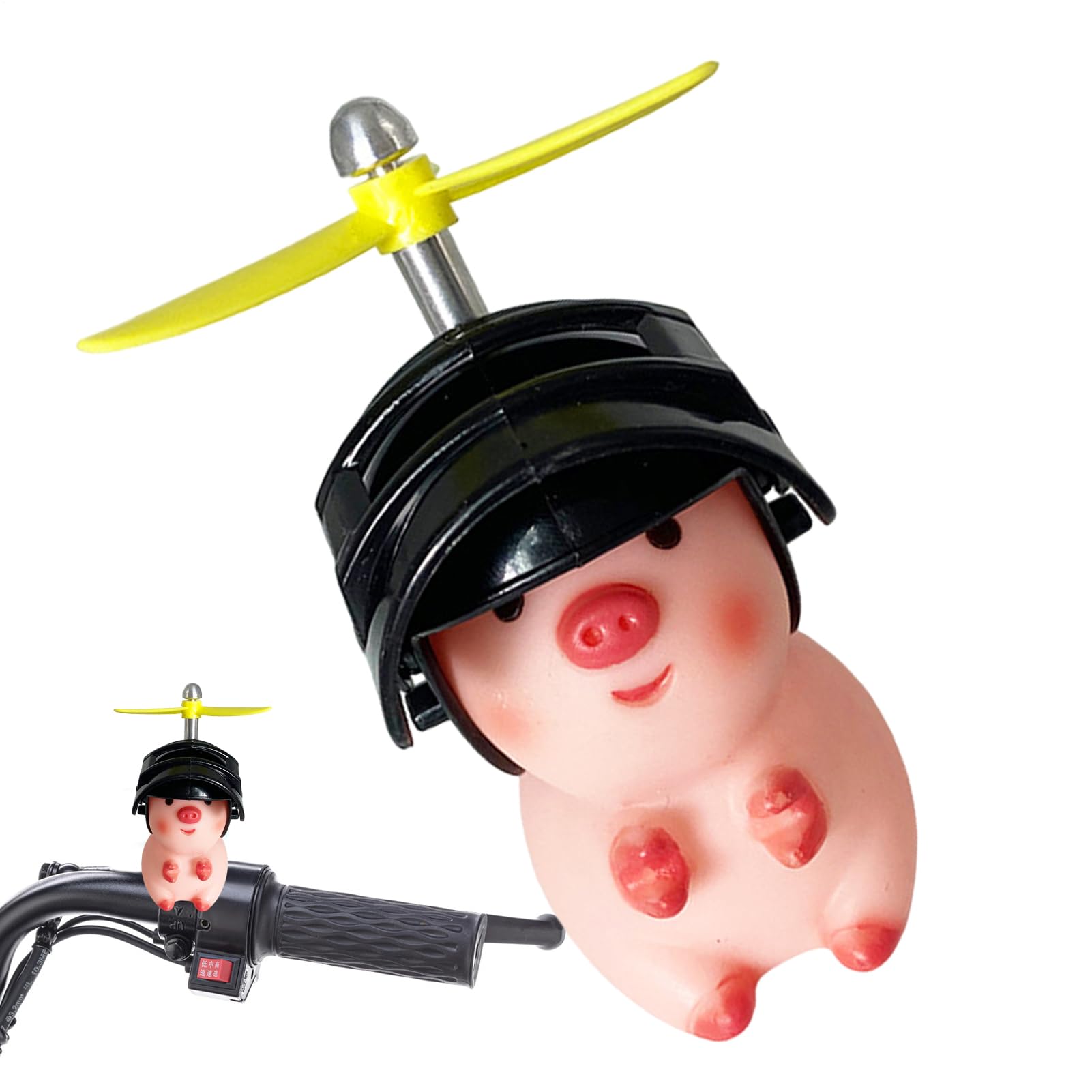 6pack Handlebar Ornament - Funny Pig Decoration, Cute Animal Pendant Helmet Mascot Retro Charm Pig Figure, Kids Handlebar Funny Things, For Bicycle Motorbike Scooter