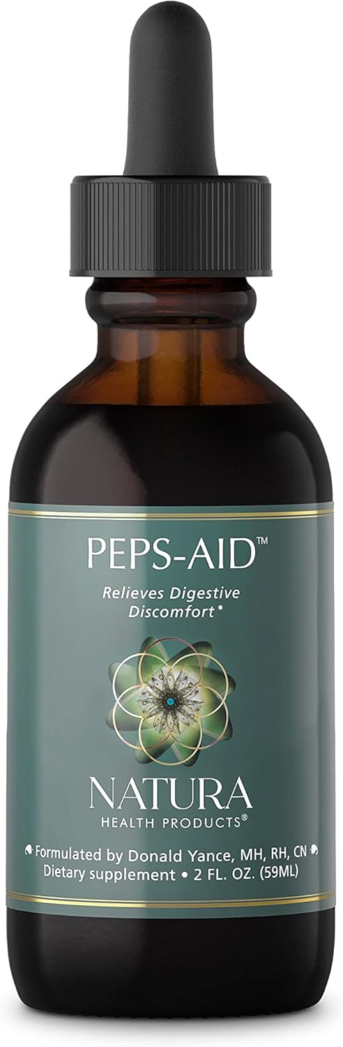 Natura Health Products, Peps-Aid Supplement – Soothes Digestive Discomfort & Neutralizes Excess Stomach Acidity – Featuring Turkey Rhubarb, Cinnamon, German Chamomile, Lemon Balm (2 Fl Oz.)