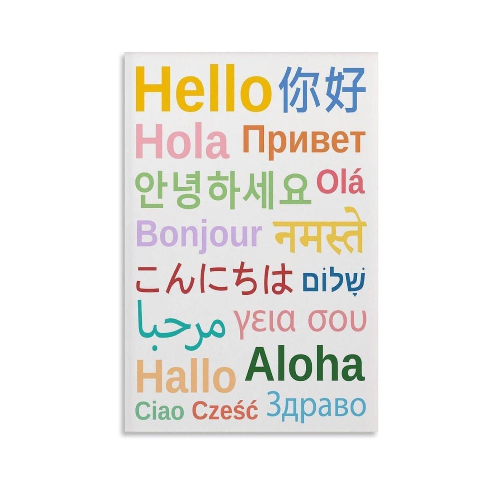 BIANMTSW Say Hello Around the Globe Cultural Diversity Poster for Language Learning and Office Decor Unframed,08x12inch(20x30cm)