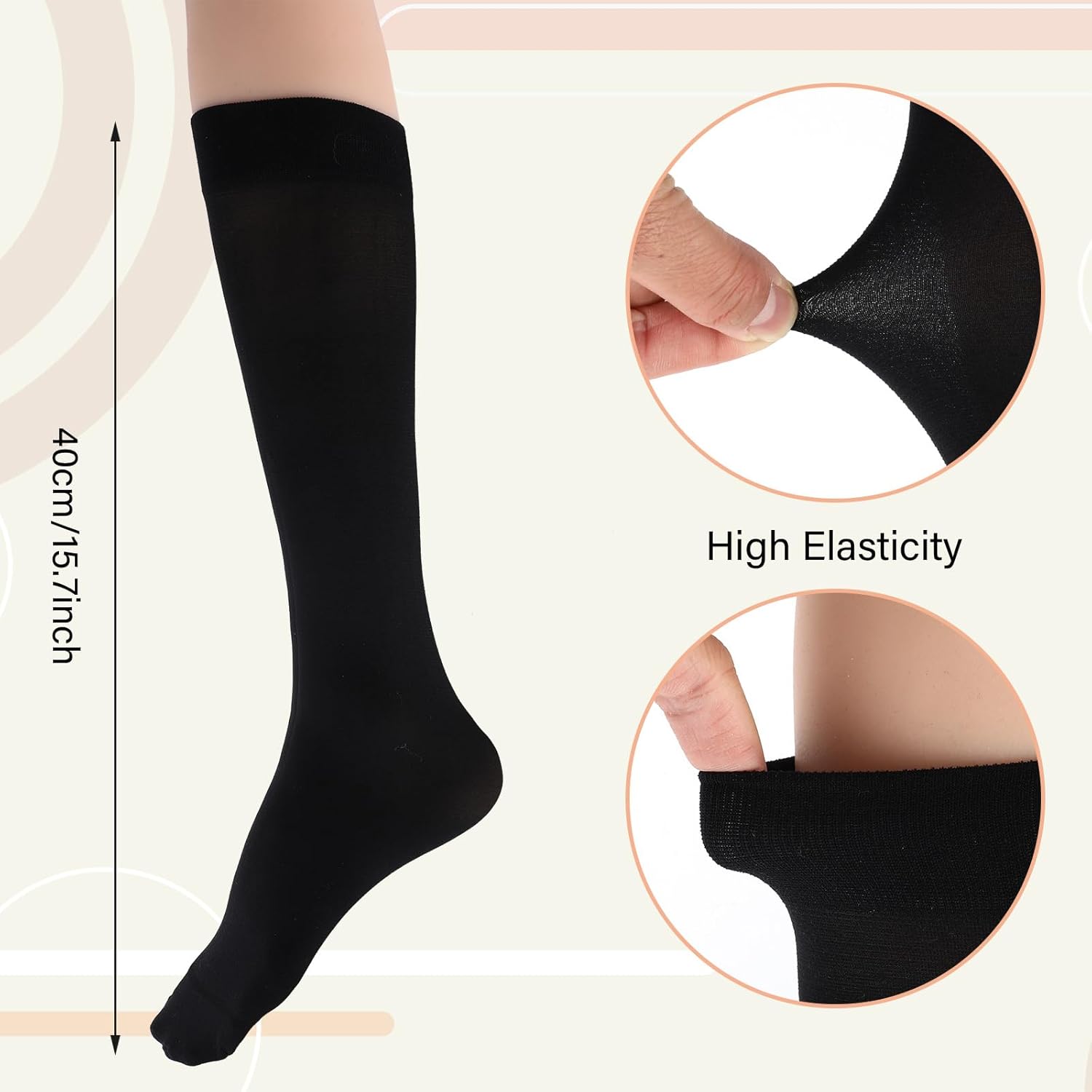 6 Pairs Knee High Black Socks Soft Long Tube Sock Over the Knee Socks for Women Uniform Dress Party - Image 2