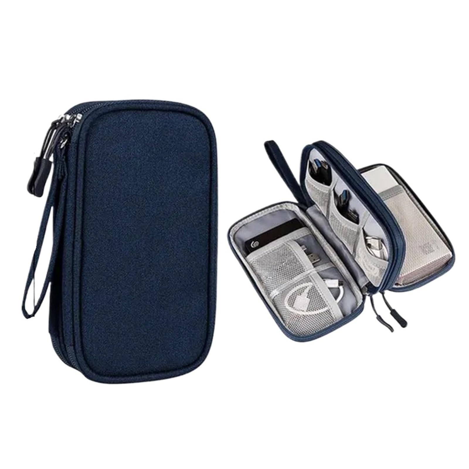 Torba na akcesoria elektroniczne, 2 szt. Podróżny przenośny produkt cyfrowy USB do transmisji danych organizator ładowania zestawu słuchawkowego skarbonka(Blue)