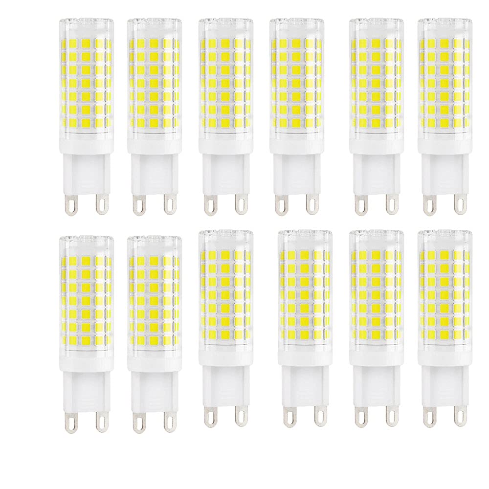 12 Stück G9 LED-Glühbirne, 9W (85W Äquivalent), Nicht dimmbar, kaltweiß 6000K, 850 Lumen G9 AC220-240V, 360 Grad