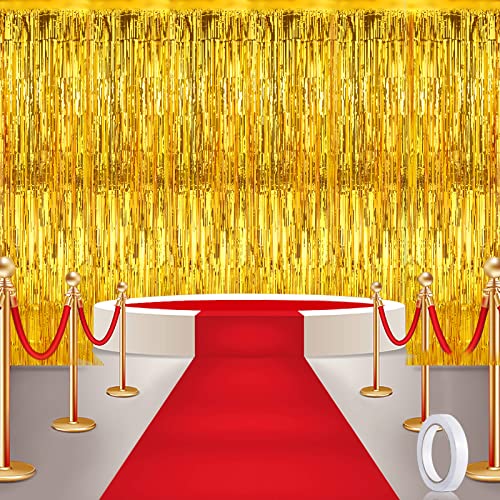 Carpet Runner Aisle 2.6 X 30 Feet With Carpet Tape And 4 Pieces Of 8.2 X 3.2 Feet Metal Tinsel Tassel Curtains For Birthday Wedding Party Christmas Decoration(Red) #TOP7