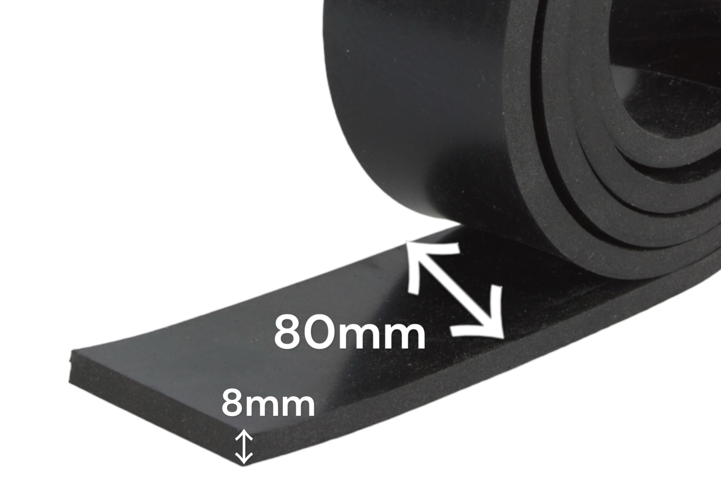 Gummistreifen Vollgummi Hartgummi 80mm breit 8mm dick 1-10m lang (7000x80x8mm)