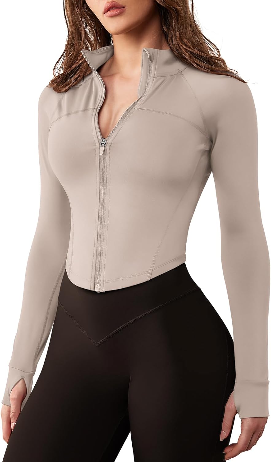 GYM RAINBOW Women's Zip Up Workout Jacket Lightweight Slim Fit Athletic Jacket Cropped Running Gym Tops with Thumb Holes