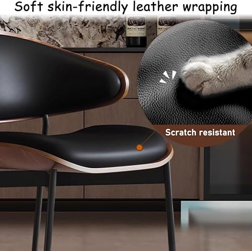 Miniatura 5 de YVYKFZD Mid Century Dining Chairs Set, Dining Room Chair with Curved Backrest and Metal Legs, Leather Upholstered Kitchen Chairs, Armless Living