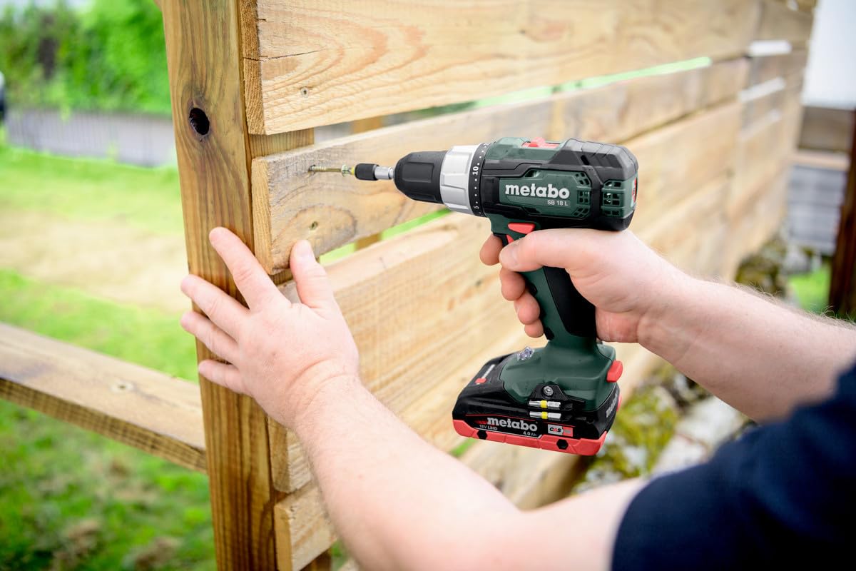 Metabo SB 18 L Set Akku-Schlagbohrschrauber – inkl. Akku (18V 2 x 2Ah LiPOWER Akkus, Bohrdurchmesser 13 mm/36 mm, Gewicht 1,6 kg) 614053710