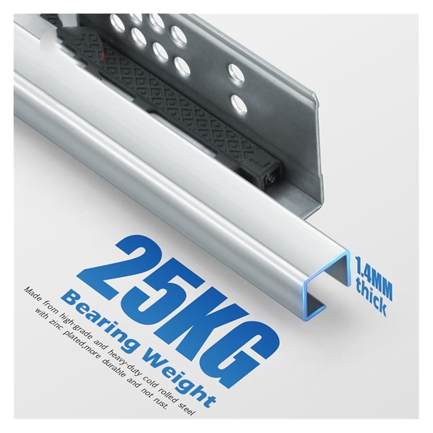 Drawer rolling bearing slip rail 10-20inches Under Mount Drawer Slide Rails 2 Section Hidden Rail Tracks Runner Hydraulic Damper Buffer(500mm)