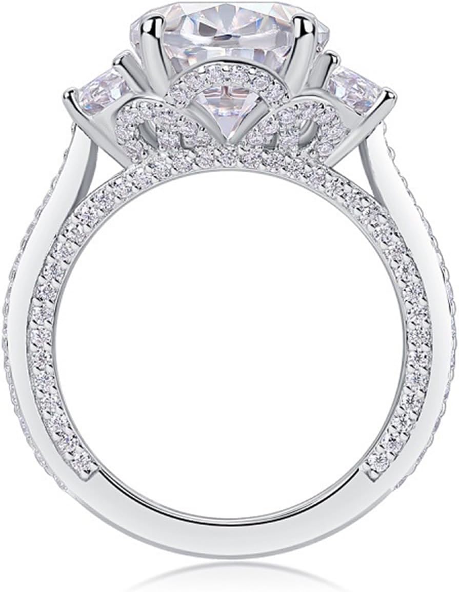 Platinum Infinity Rings for Women, Moissanite Big Stone Antique Engagement Rings Gold for Her, 9K/14K/18K White Gold/PT950 | Size 4-11