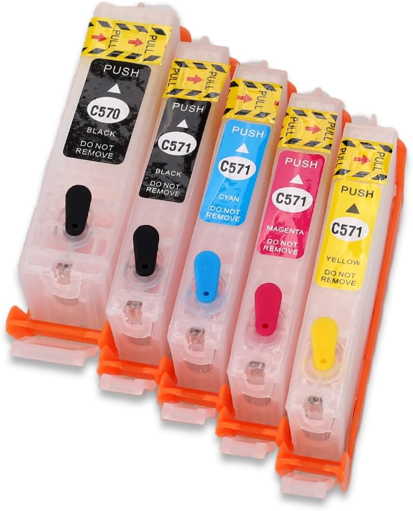 HEMEIRefillable Ink Cartridge Replacement for PGI-570 CLI-571,Work with PIXMA MG5750 MG5751 MG5752 MG5753 MG6850 MG6851 MG6852 MG6853 Printer