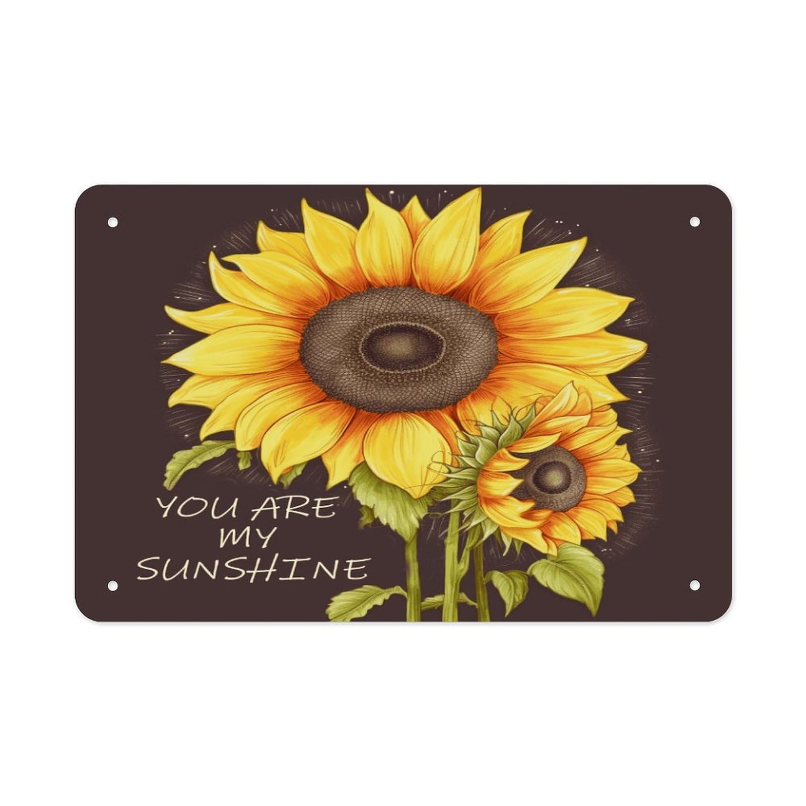 You Are My Sunshine Sunflower Metal Tin Sign 12"x8" Wall Art Prints Poster Decorative Picture Metal Signboard Decor Painting Folded Edge Iron Sheet Painting with Holes for Wall Decor