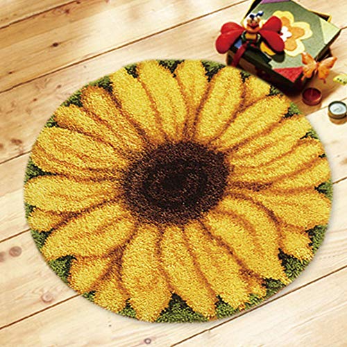 ZFFLYH Needlework Latch Hook Kit DIY Crochet Yarn Kits Embroidery Carpet Set Crochet Needlework Crafts for Kids and Adults, Sunflower 20