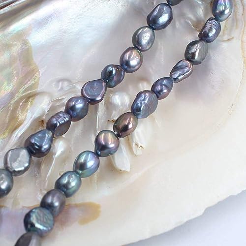 Miniatura 4 de Forma libre natural de 0.354-0.394 in largo barroco blanco, rosa, morado, gris, negro, perlas de agua dulce, cuentas sueltas para hacer joyas, hebra