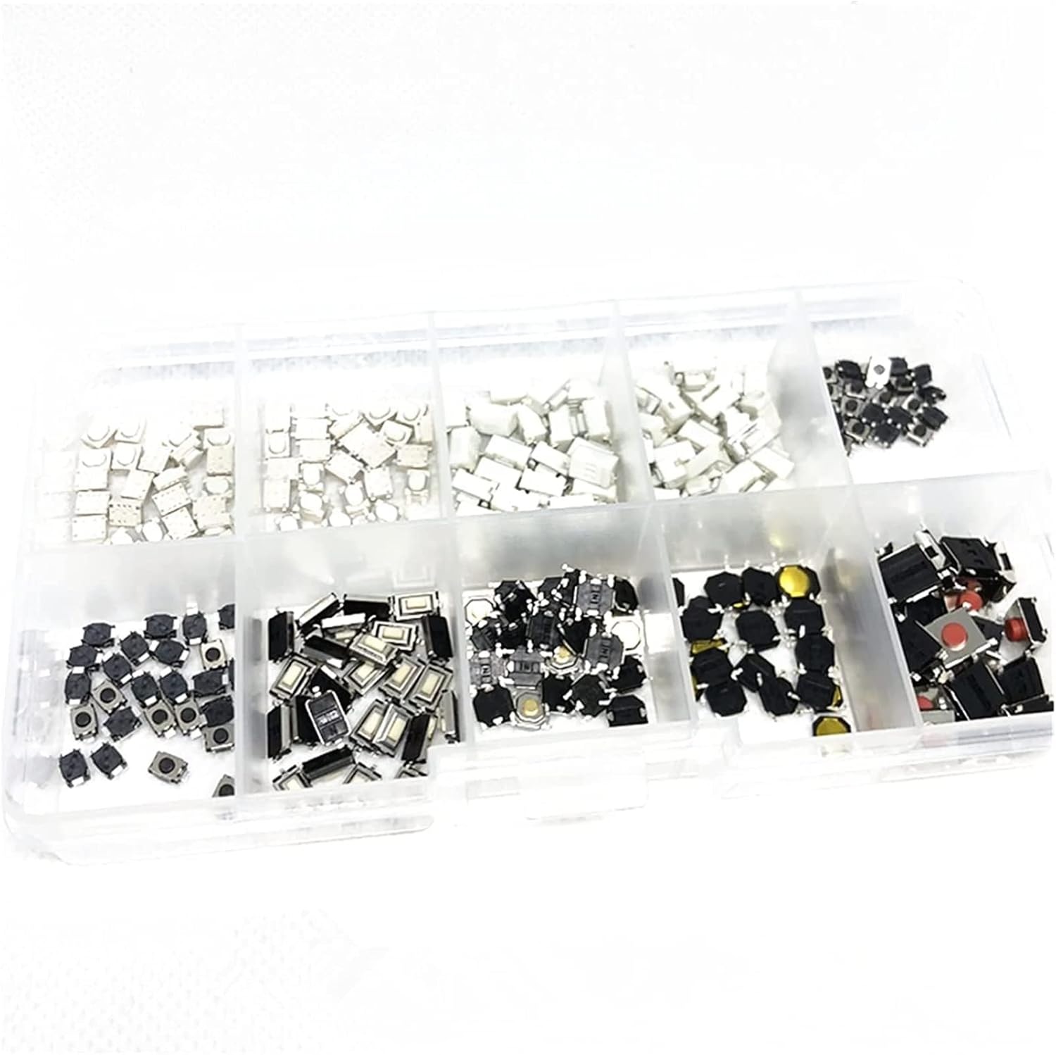 Replacement Parts Micro Switches New Tactile Push Button Switch Kit 10 Models 250 pcs Momentary Car Remote Control Assortment Set(10 Models 100pcs)