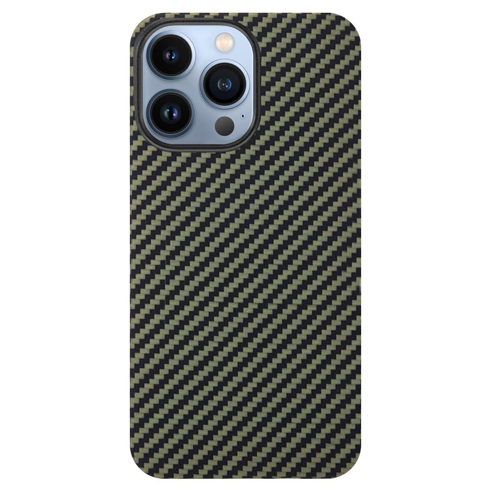 K-Doo for iPhone 13 Pro Case 3D Skin Texture Kevlar Fiber Bulletproof Vest Cover Protective Carbon Fiber Pattern Ultra Slim (iPhone 13 pro, Green)