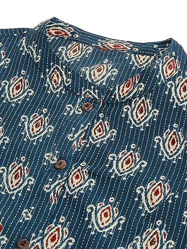 Image of MIRCHI FASHION Pure Cotton Kurti for Women | A-Line Kantha Work Printed Kurta for Woman | Ethnic Wear for Office & Daily Use (Single Piece)