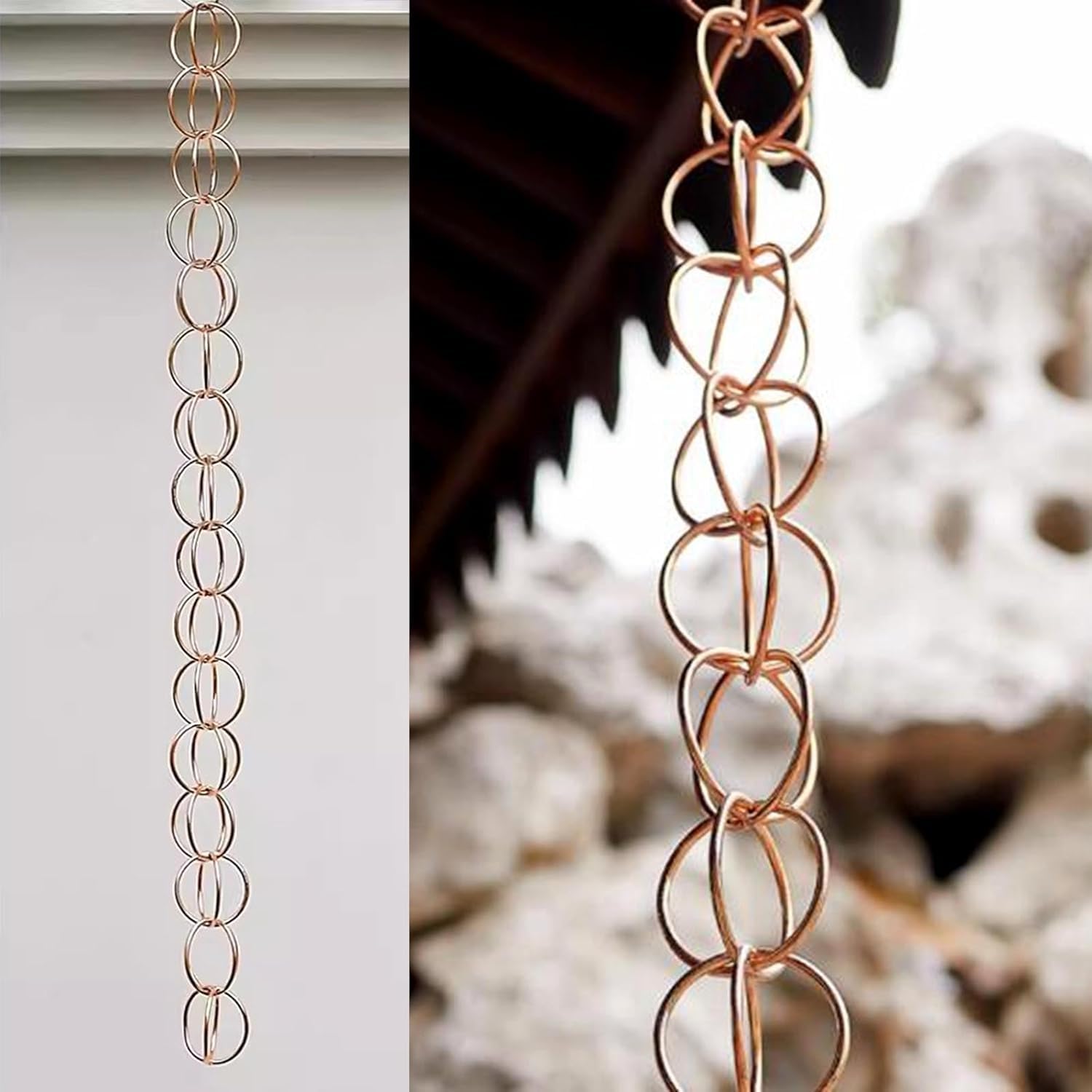 SBCGFY Rain Chains Copper Rain Chains For Outside Gutters, Rain Diverter Chain To Replace Traditional Downspout