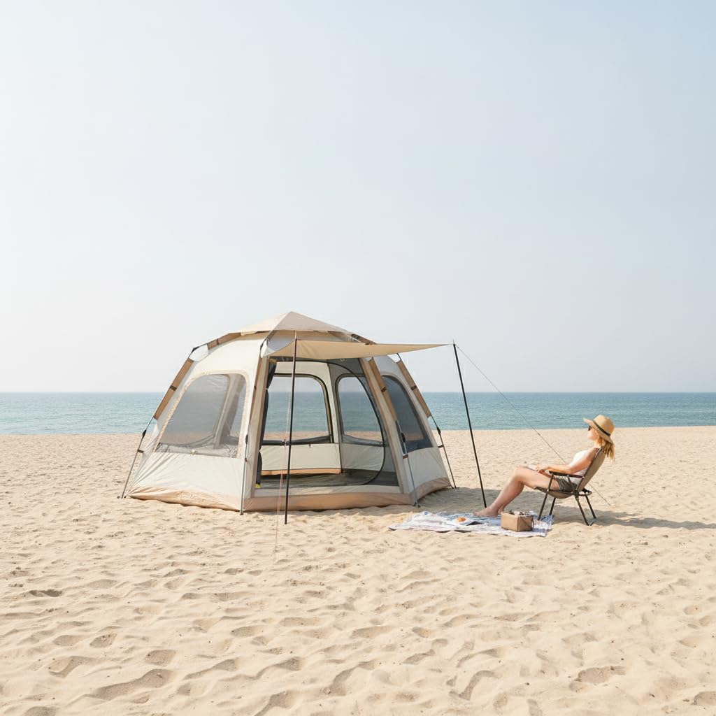 Spiaggia Automatica Impermeabile per Famiglia, Montaggio Rapido per Esterni, per campeggiatori