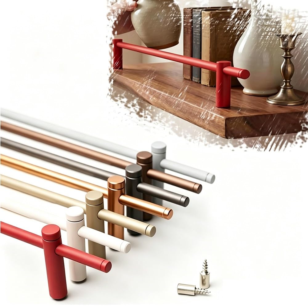 Svbvrfeew Red Aluminum Gallery Rails For Shelves Shelf Guardrail Round Tube Anti-Fall Fence Set Metal Shelf Rail Decorative 30 28 24 20 16 14 12In Guard Fence(,40Cm/15.7In)