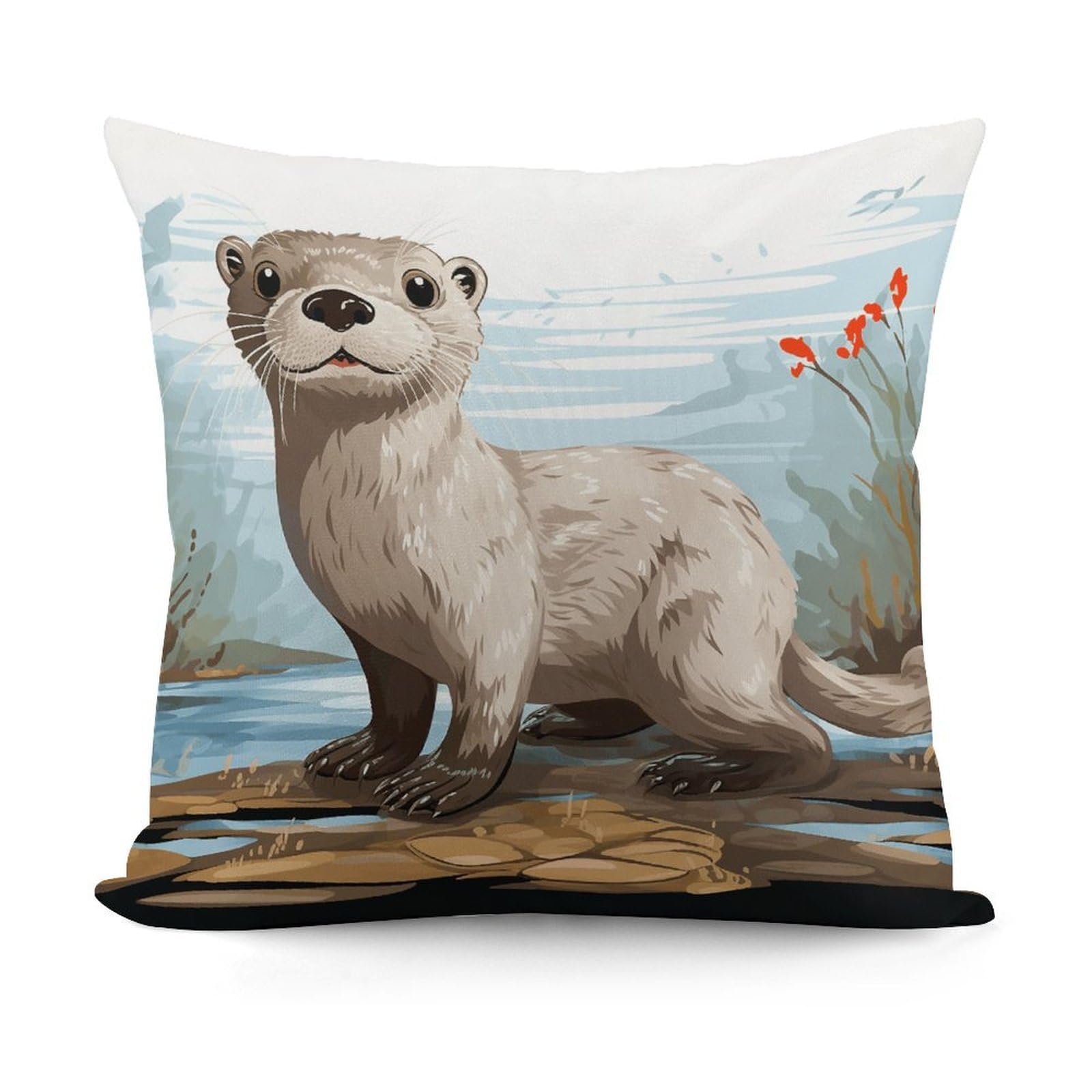 VstaDank Otter Throw Pillow Cover Soft Square Cushion Cover Art Artwork Pillow Covers Mordern Couch Pillow Covers Decorative Cushion Case for Chair Couch Bedroom Living Room