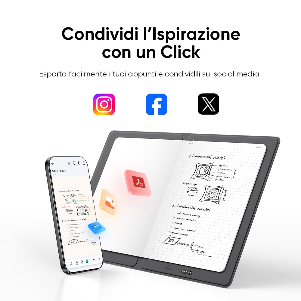 XPPen Note Plus Smart Notebook Bluetooth A5 Taccuino Digitale, Stilo Swiss D1 0.8mm, Cattura Reale, 50 Pagine Offline, App Android iOS
