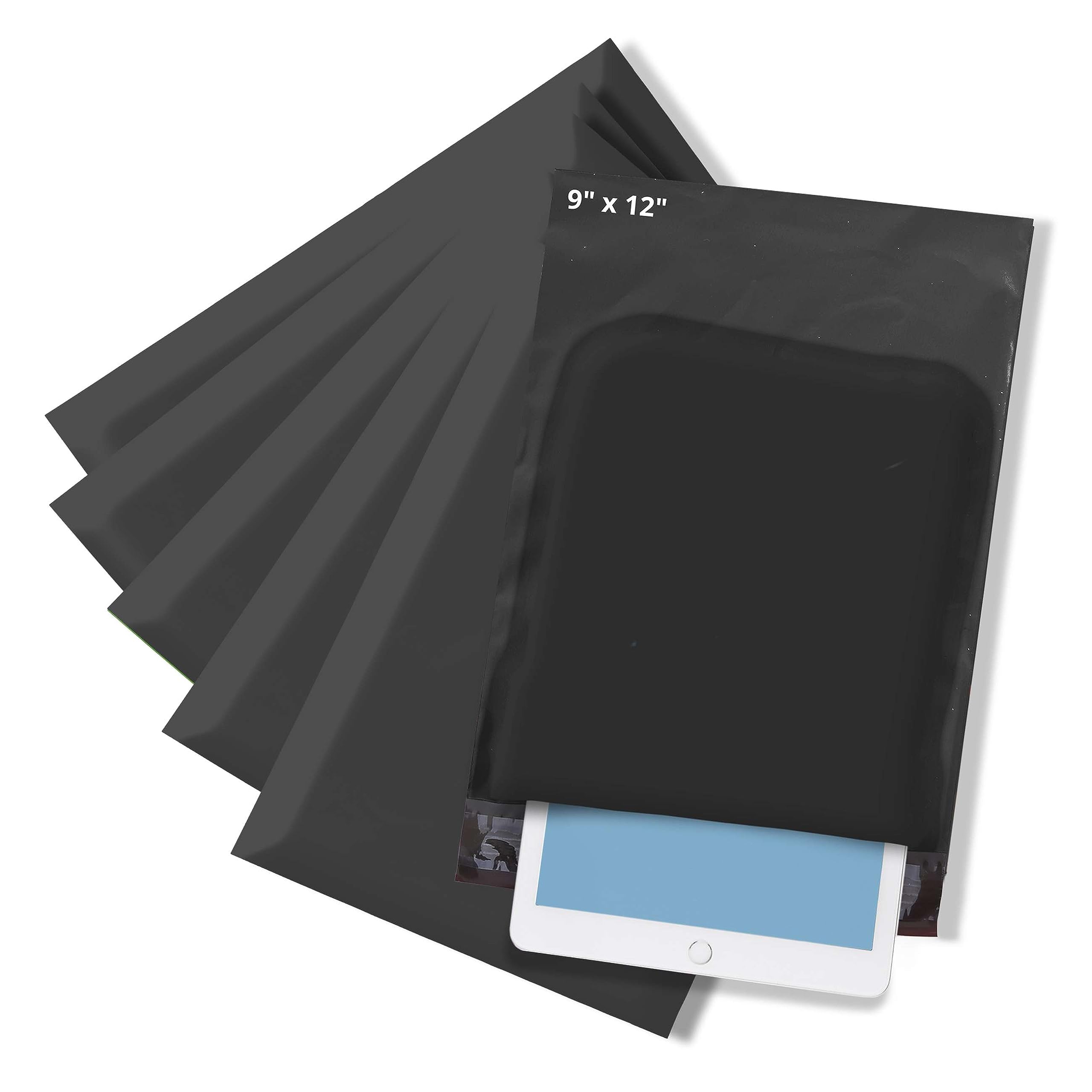 The Boxery 9x12" Black Self-Seal Poly Mailer Bags – 1000 Pack | Waterproof, Tear-Resistant Shipping Envelopes