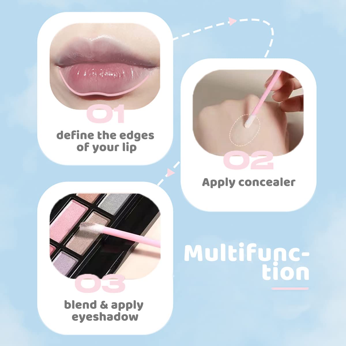 Cepillos Labios Desechables 100 Piezas, Cepillo de Lápiz Labial Aplicador