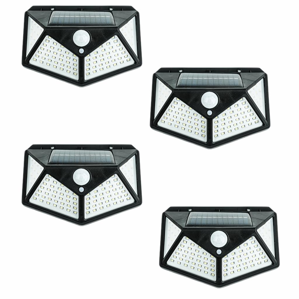 Hqynss 100 LED Solar Security Lights Outdoor, 4 Pack 800mAh