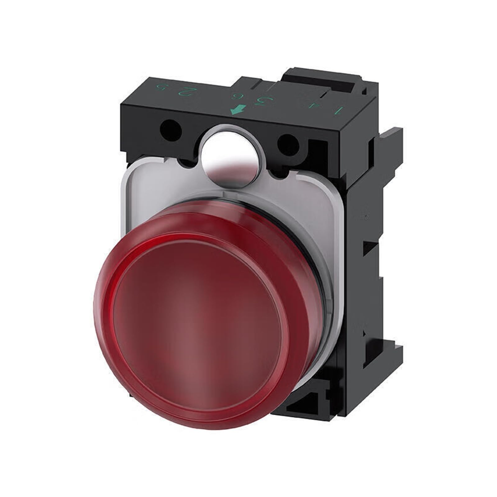 Voyant lumineux, 22 mm, rond, plastique, rouge, lentille, lisse, avec support, avec LED intégrée, AC/DC 24 V, borne à vis; 3SU11026AA201AA0