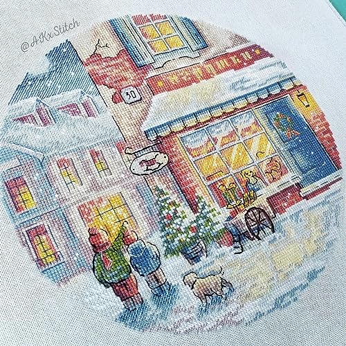 Holidays are Coming Cross Stitch Kit with DMC Threads & Fabric, Christmas New Year Embroidery Chart - Image 3