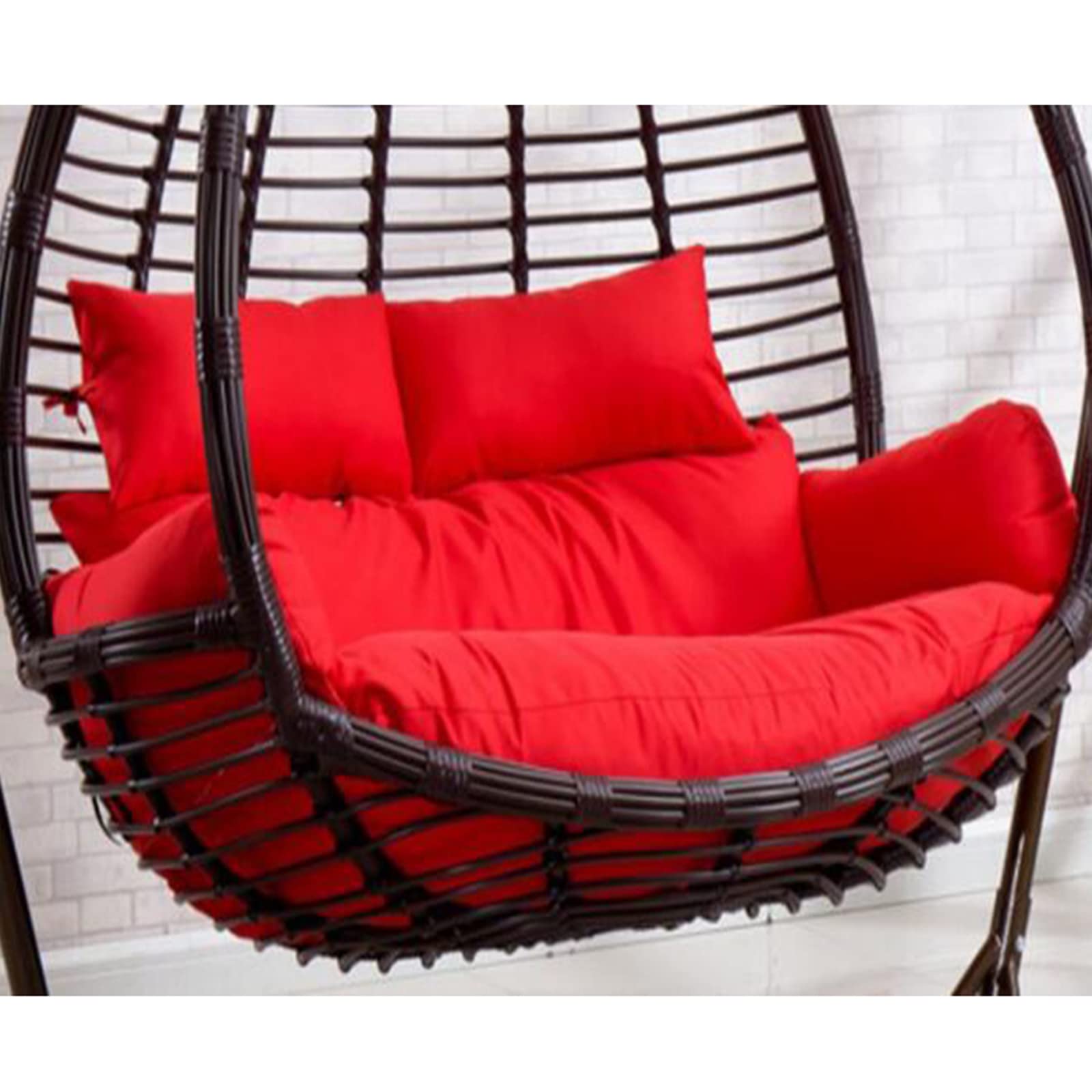 GJXJY Hanging Double Swing Cushion, Double Egg Chair Cushion with Headrest and Armrests, Removable and Washable, Waterproof, Red, 150cm x 110cm