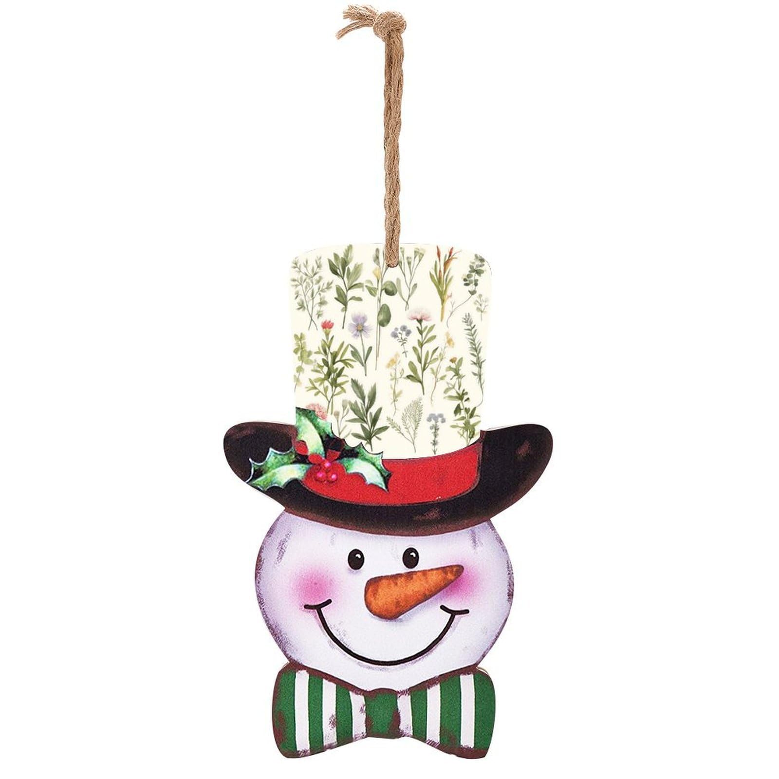 Season Watercolors of Herbs Flowersb Snowman Decor Christmas Snowmans Hanging Decors Wooden Exquisite Holiday Decoration Sign for Home Window Wall Farmhouse Indoor Outdoo