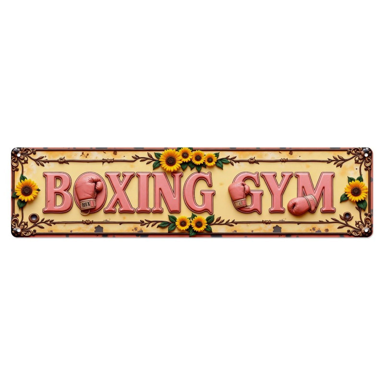 Boxing Gym Sunflower Vintage Sign Metal Tin Sign Plaque