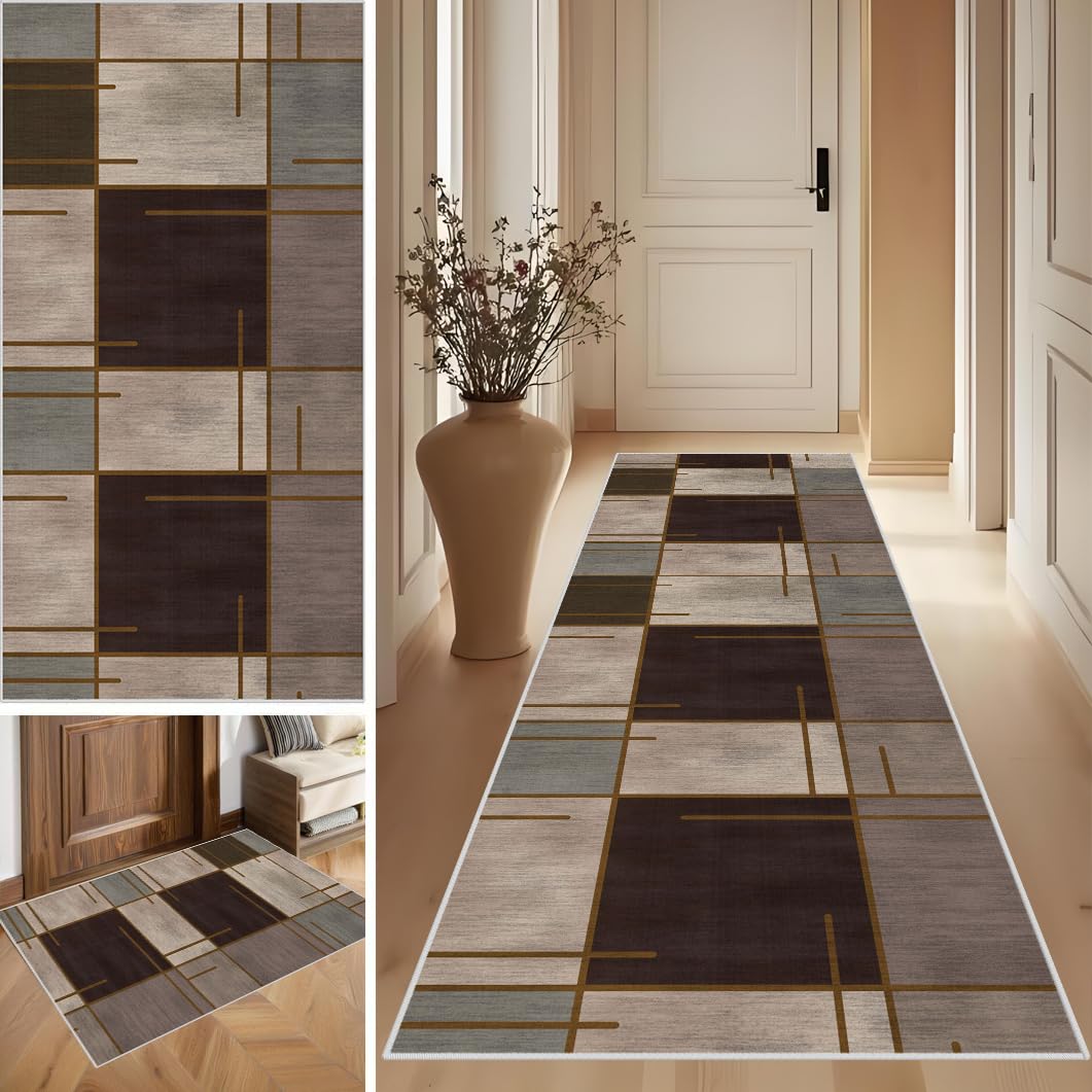 SUNMME Runner Rugs for Hallway Kitchen Carpet Runner Non Slip Washable Hall Runners Floor Carpets for Entryway Living Room Corridor Long Bedside Low Pile Carpet for Narrow Spaces 70 x 200 cm
