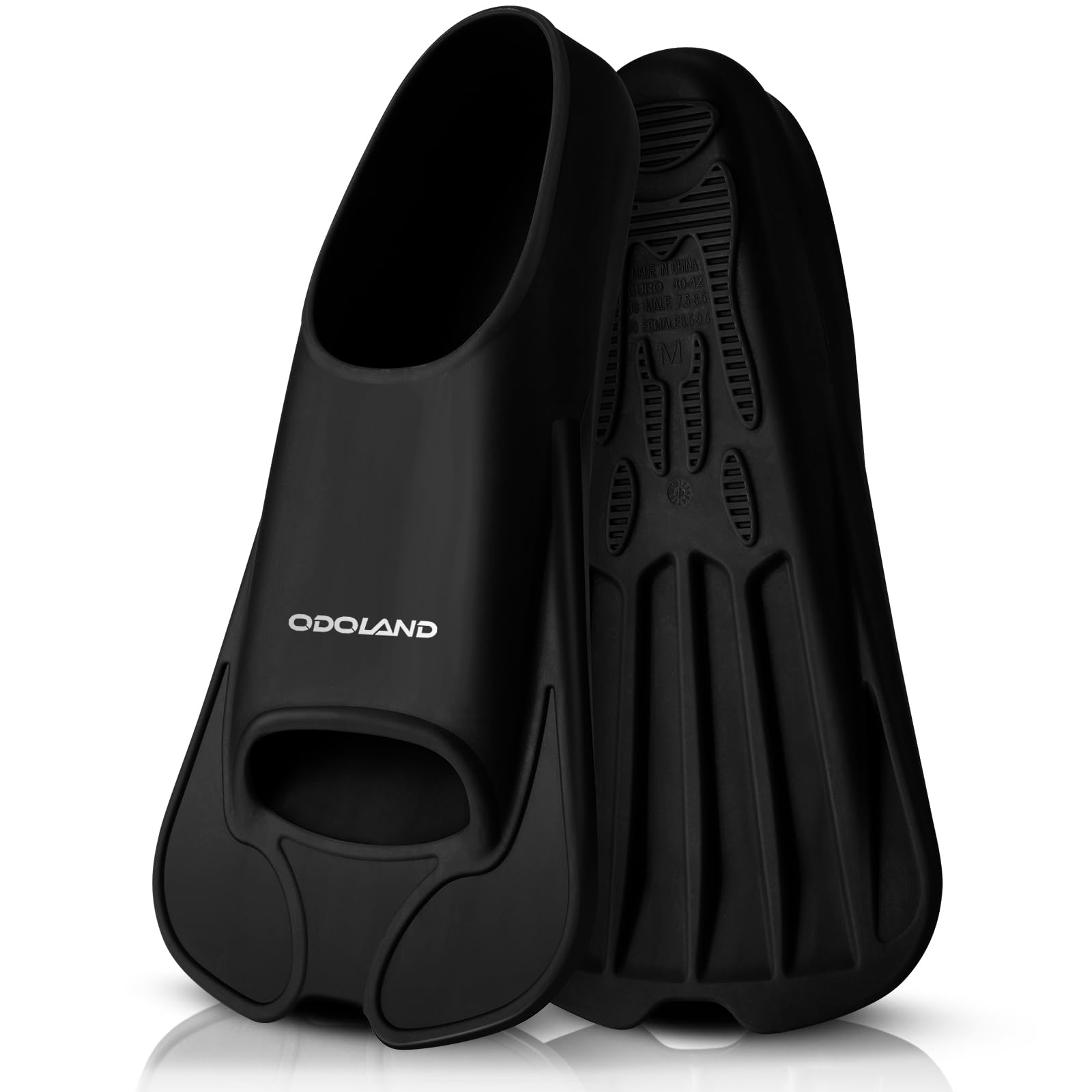 Odoland Premium Swim Fins, Light Weight Snorkel Training Fins Adjustable Feet Fins for Swimming Snorkeling Diving, Silicone Smooth Swimming Flippers Multi Size from Kid to Adult Blcck S(4.5-6) UK โ image 1
