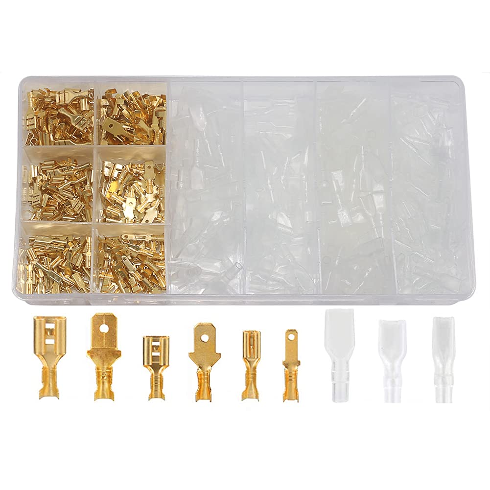 Crimpverbinder-Set – 600-teilig, 2,8/4,8/6,3 Mm Stecker & Buchsen, Flachsteckhülsen Für Kabel Bis 1,5 Mm², Inkl. Isolierhülsen