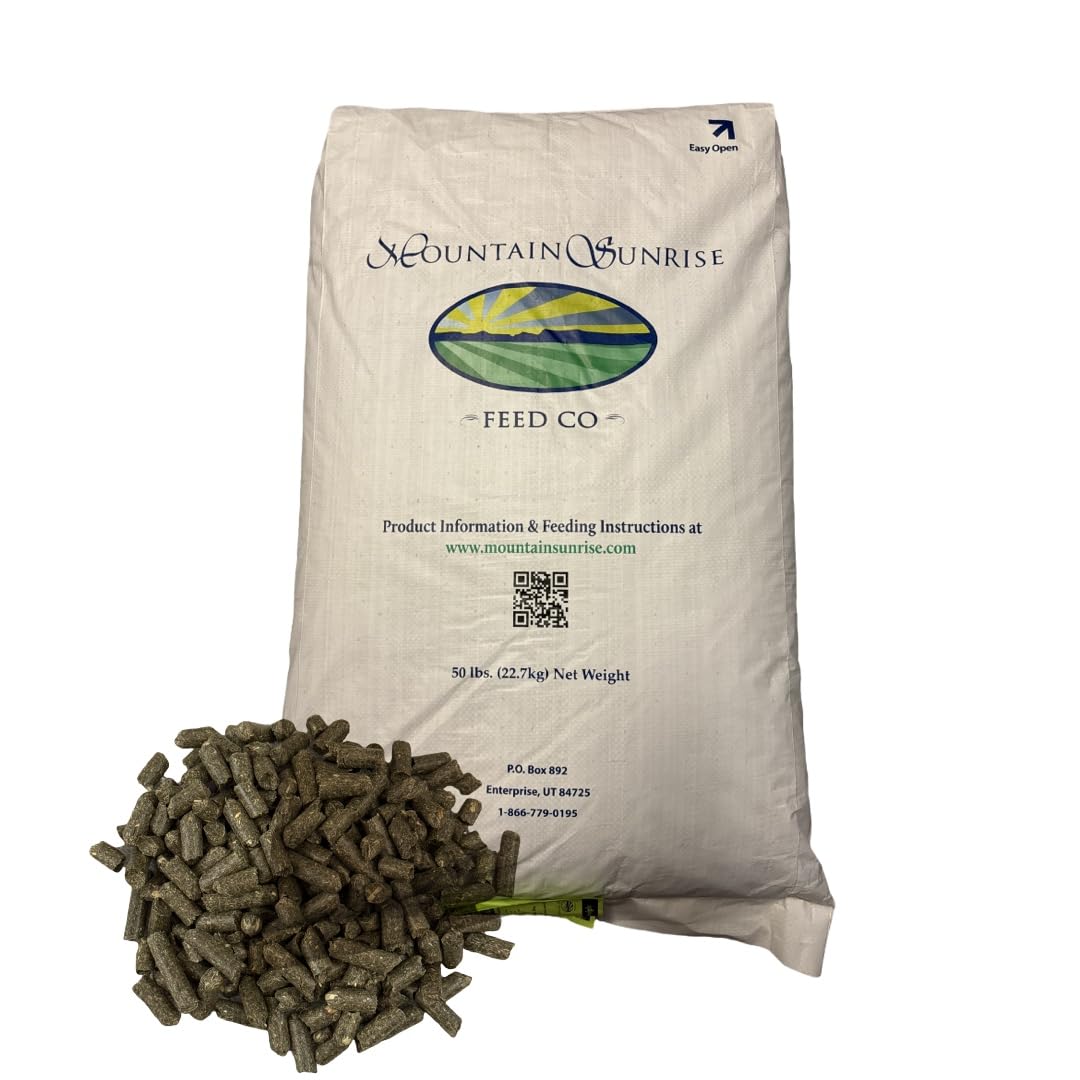 Mountain Sunrise Feed Alfalfa Hay Pellets for Livestock Mountain Sunrise Feed 50lb Bag, 25 Pound (Pack of 2)