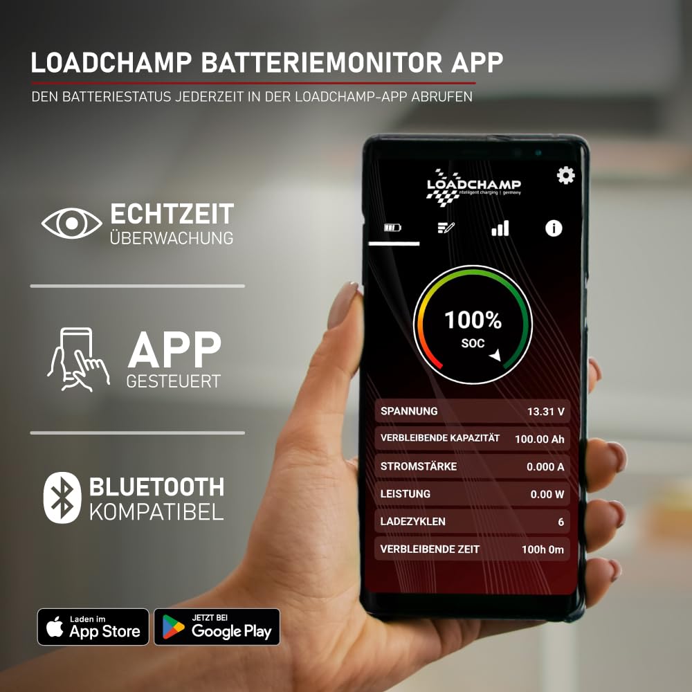 LOADCHAMP Smart Shunt 500A Batterie Monitor 10V - 80V Batteriewächter Bluetooth