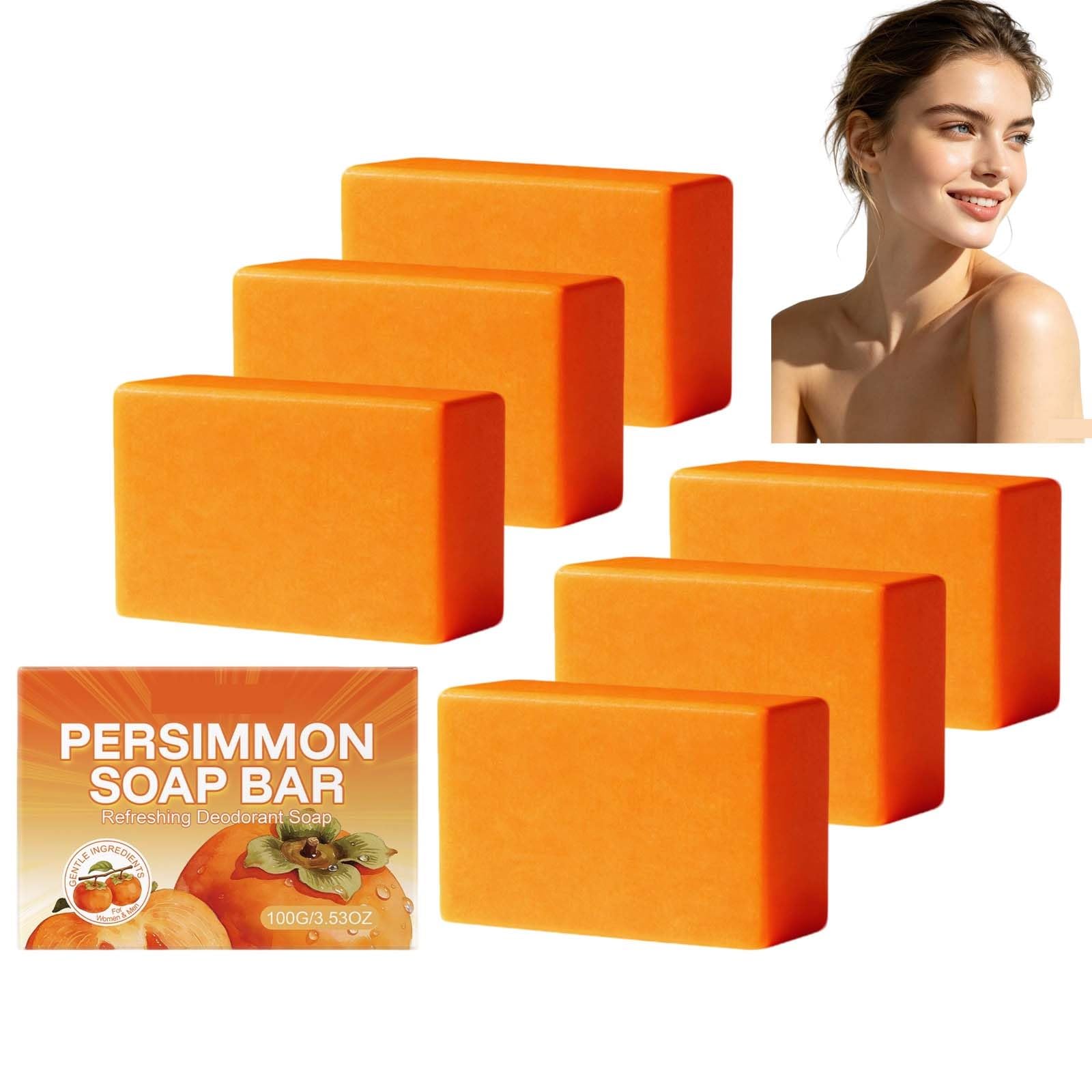 Sapone cachi per anziani, delicato esfoliante, rinfrescante, antiodore e profondo, idratante per viso e corpo, per la cura quotidiana della pelle, sapone detergente unisex (PCS6)